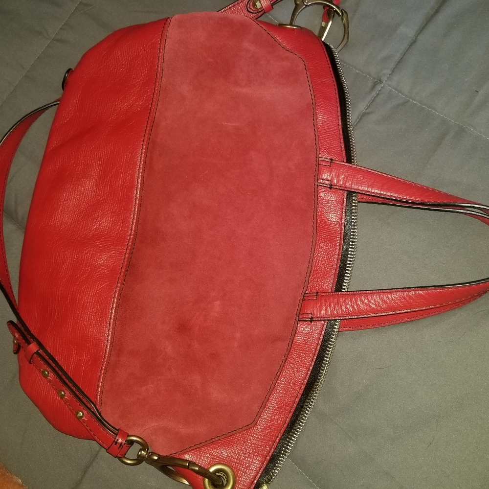 OrYany Red Suede and Leather Satchel - Picture 13 of 14